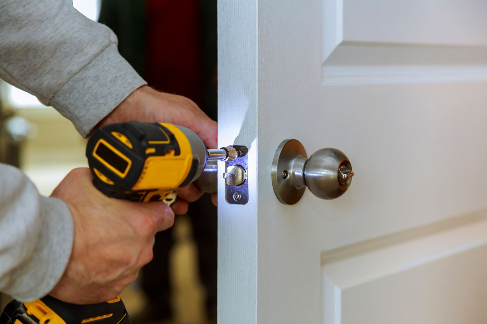 Installing a door deadbolt and knob